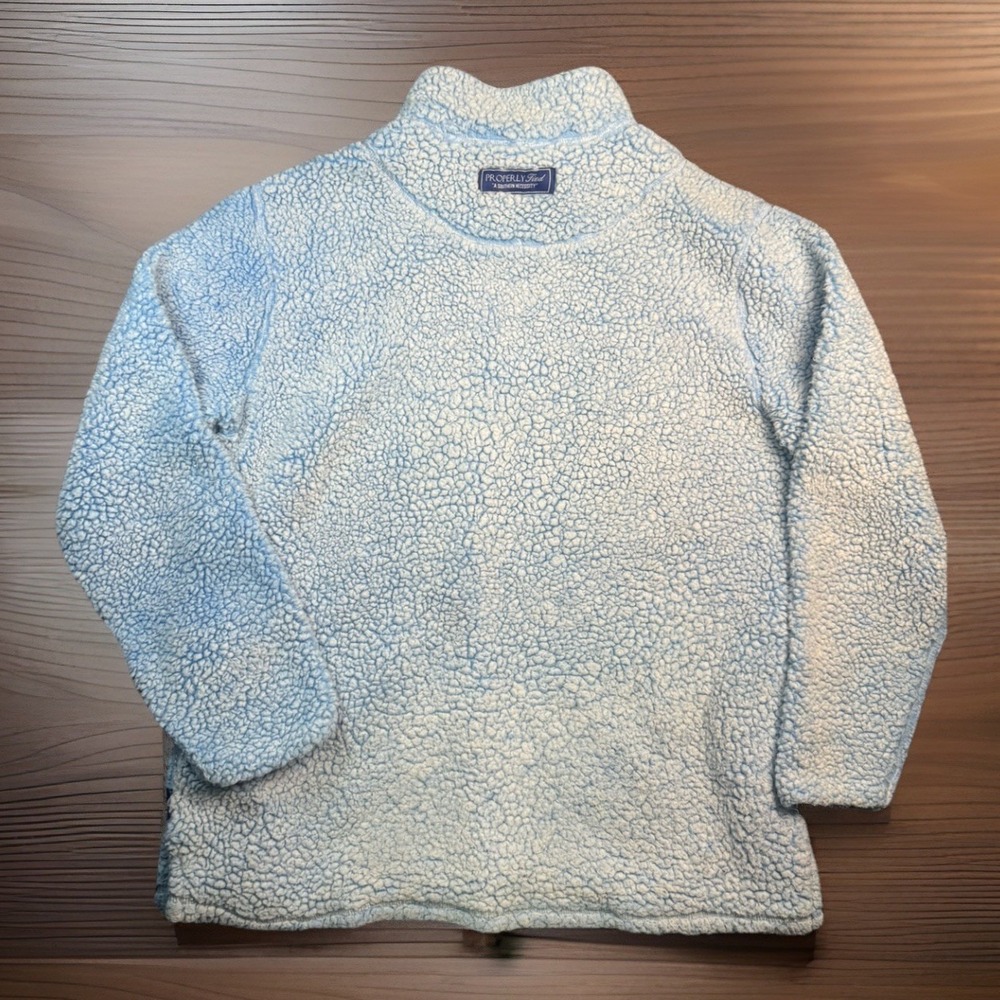 Properly Tied Pintail Sherpa Pullover 1/4 Zip Size Medium Blue Cream Fleece‎ - Picture 3 of 6